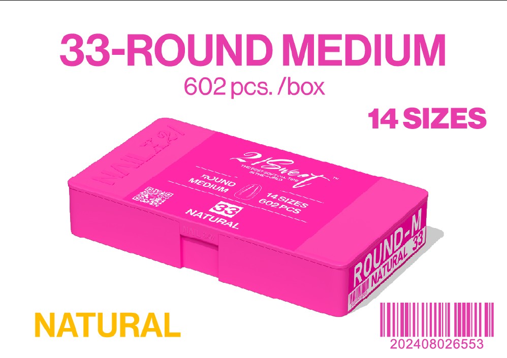 ROUND - MEDIUM - NAIL UP -Soft Gel Tip Box-602pcs-14sizes - NATURAL - (REG. $30). 50% OFF - NOW EACH $15.