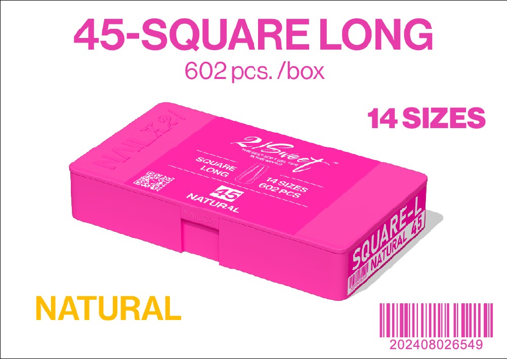 SQUARE - LONG - NAIL UP -Soft Gel Tip Box-602pcs-14sizes - NATURAL - (REG. $30). 50% OFF - NOW EACH $15.