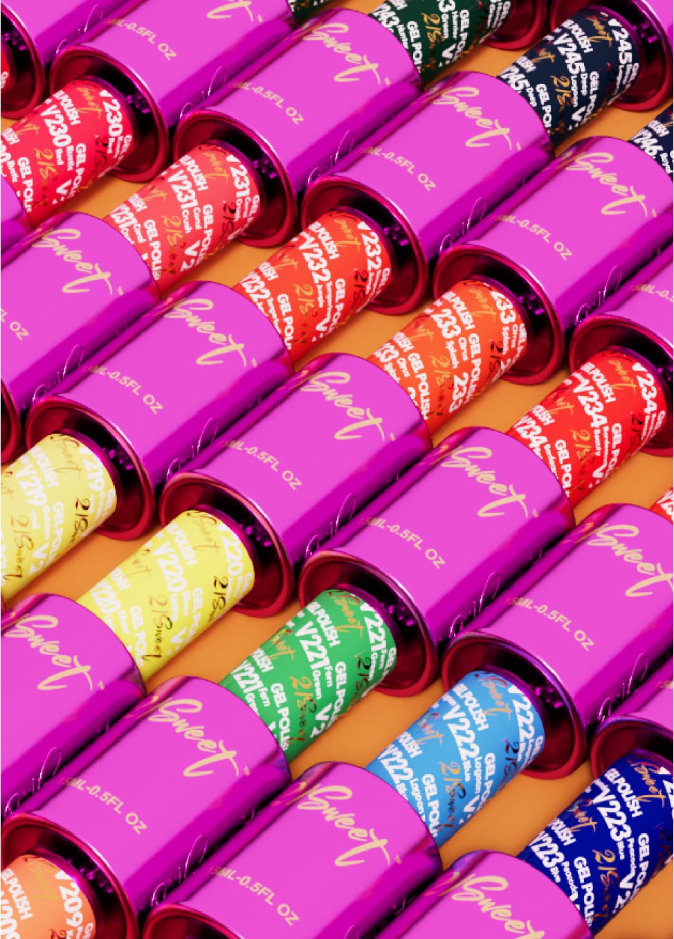 21 SWEET V 290 COLORS DUO SET(GEL + LACQUER). NOW ONLY $3.96/ DUO(REG. $6.00/DUO.) WHOLE SET $1150.00 - SAVE 33% OFF - BUY NOW $1150.