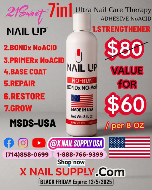 BONDx NO-Acid 7IN1. 8OZ. NAIL UP. NOW $60(REG. $100). 40%OFF. NO-RUN, EMA-MSDS.