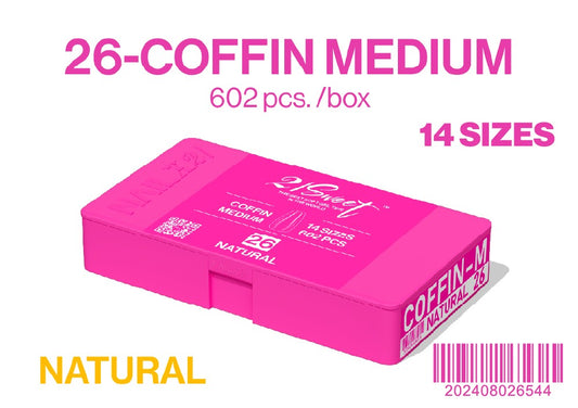 COFFIN - MEDIUM - NAIL UP -Soft Gel Tip Box-602pcs-14sizes - NATURAL - (REG. $30). 50% OFF - NOW EACH $15.