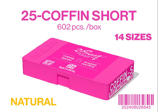 COFFIN - SHORT - NAIL UP -Soft Gel Tip Box-602pcs-14sizes - NATURAL - (REG. $30). 50% OFF - NOW EACH $15.